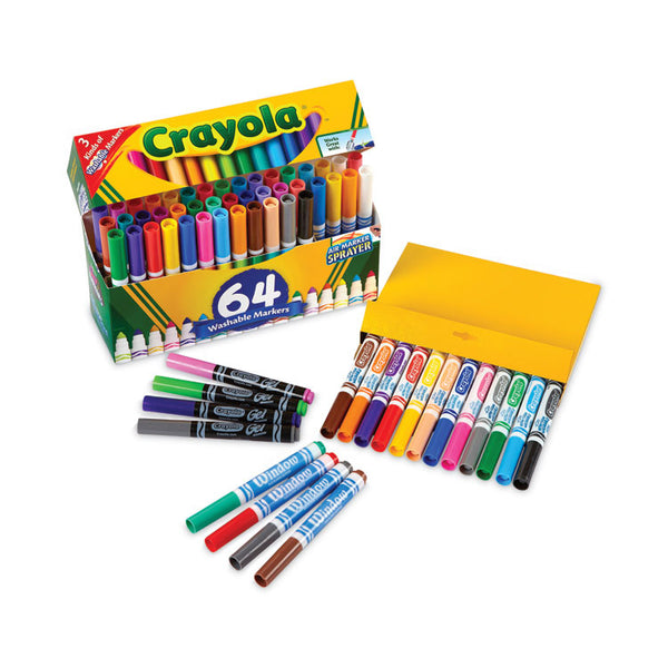Crayola® Broad Line Washable Markers, Broad Bullet Tip, Assorted Colors, 64/Set (CYO588180)