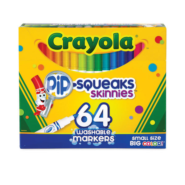 Crayola® Pip-Squeaks Skinnies Washable Markers, Medium Bullet Tip, Assorted Colors, 64/Pack (CYO588764) Set of 64