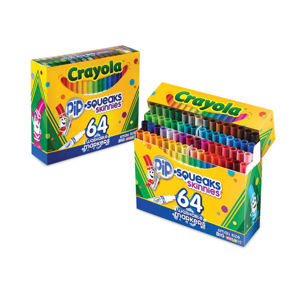 Crayola® Pip-Squeaks Skinnies Washable Markers, Medium Bullet Tip, Assorted Colors, 64/Pack (CYO588764) Set of 64