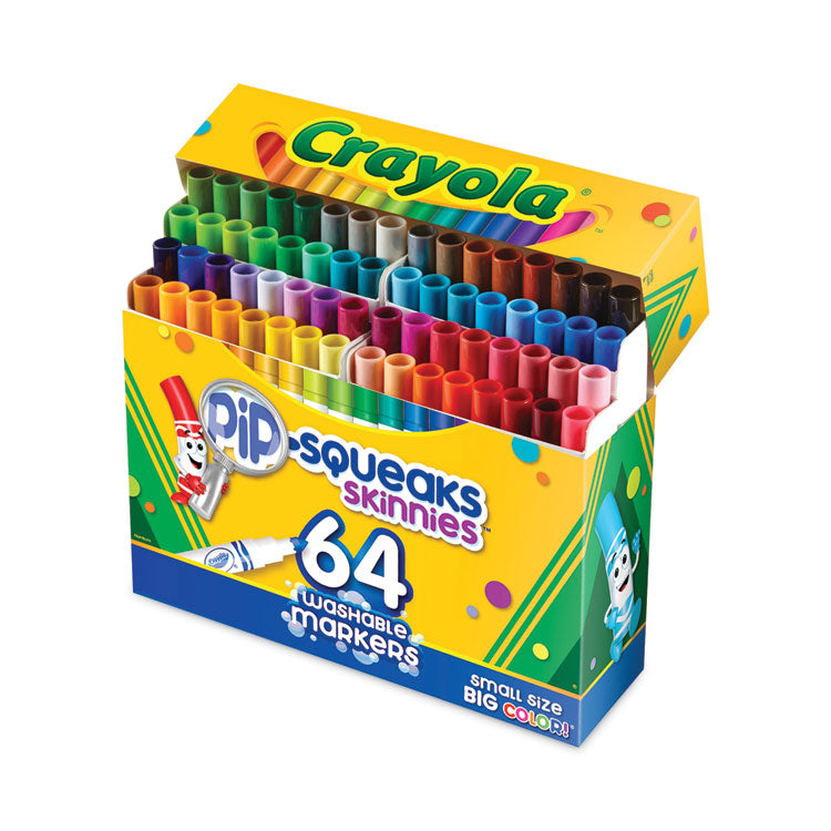 Crayola® Pip-Squeaks Skinnies Washable Markers, Medium Bullet Tip, Assorted Colors, 64/Pack (CYO588764) Set of 64