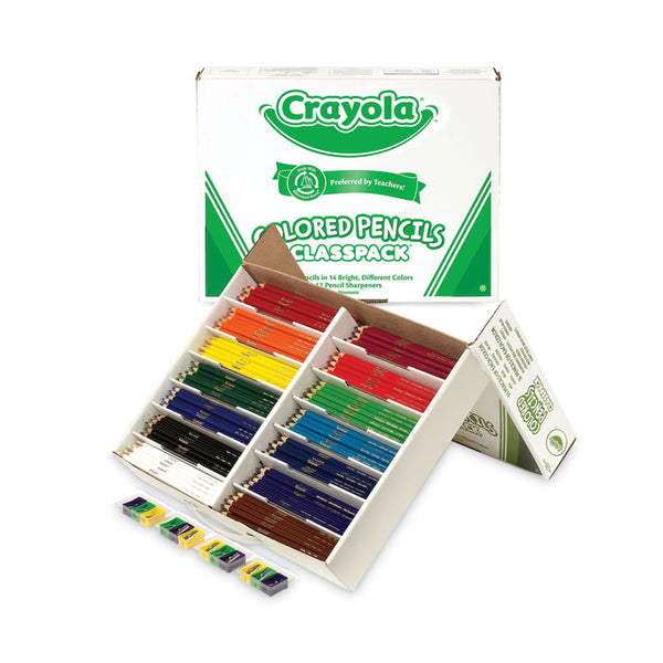 Crayola® Color Pencil Classpack Set with (462) Pencils and (12) Pencil Sharpeners, 3.3 mm, 2B, Assorted Lead and Barrel Colors, 462/BX (CYO688462)