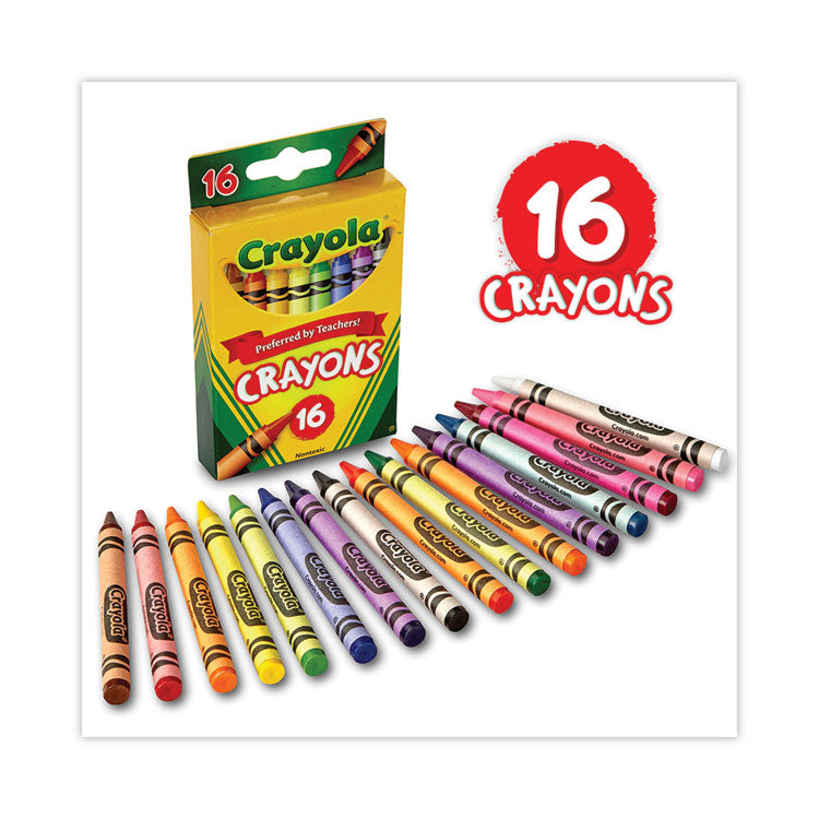 Crayola® Classic Color Crayons, Peggable Retail Pack, 16 Colors/Pack (CYO523016) Box of 16