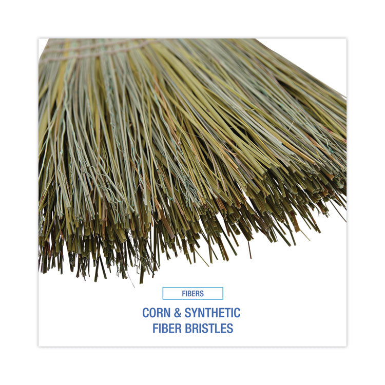 Boardwalk® Corn/Fiber Brooms, Corn/Synthetic Fiber Bristles, 60" Overall Length, Gray/Natural, 6/Carton (BWKBR10002)