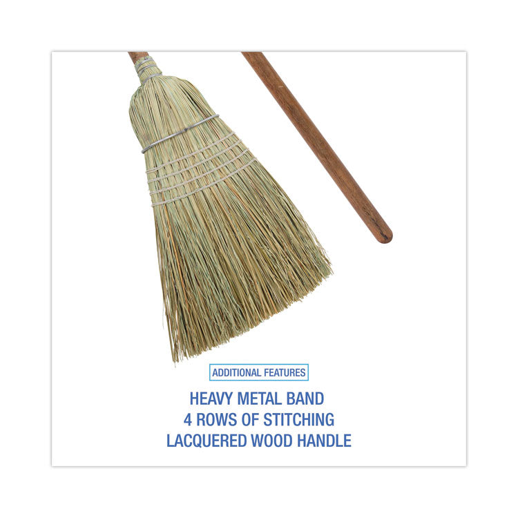 Boardwalk® Corn/Fiber Brooms, Corn/Synthetic Fiber Bristles, 60" Overall Length, Gray/Natural, 6/Carton (BWKBR10002)