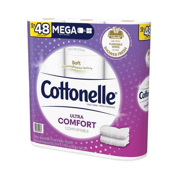 Cottonelle® Ultra ComfortCare Toilet Paper, Soft Tissue, Mega Rolls, Septic Safe, 2-Ply, White, 284/Roll, 12 Rolls/Pack, 48 Rolls/Carton (KCC54165)