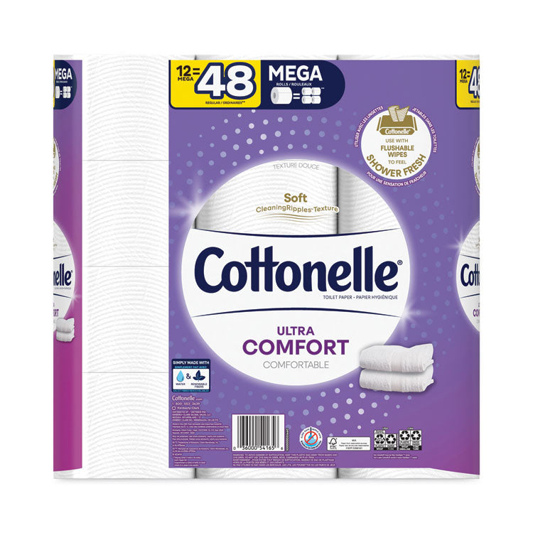 Cottonelle® Ultra ComfortCare Toilet Paper, Soft Tissue, Mega Rolls, Septic Safe, 2-Ply, White, 284/Roll, 12 Rolls/Pack, 48 Rolls/Carton (KCC54165) Case of 48