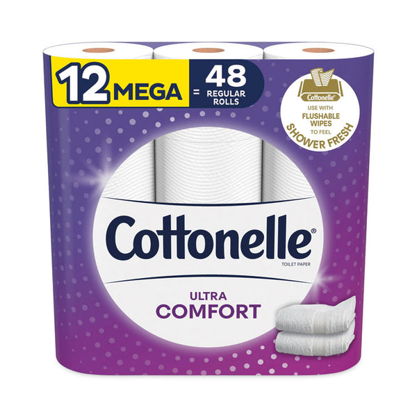 Cottonelle® Ultra ComfortCare Toilet Paper, Soft Tissue, Mega Rolls, Septic Safe, 2-Ply, White, 284/Roll, 12 Rolls/Pack, 48 Rolls/Carton (KCC54165)