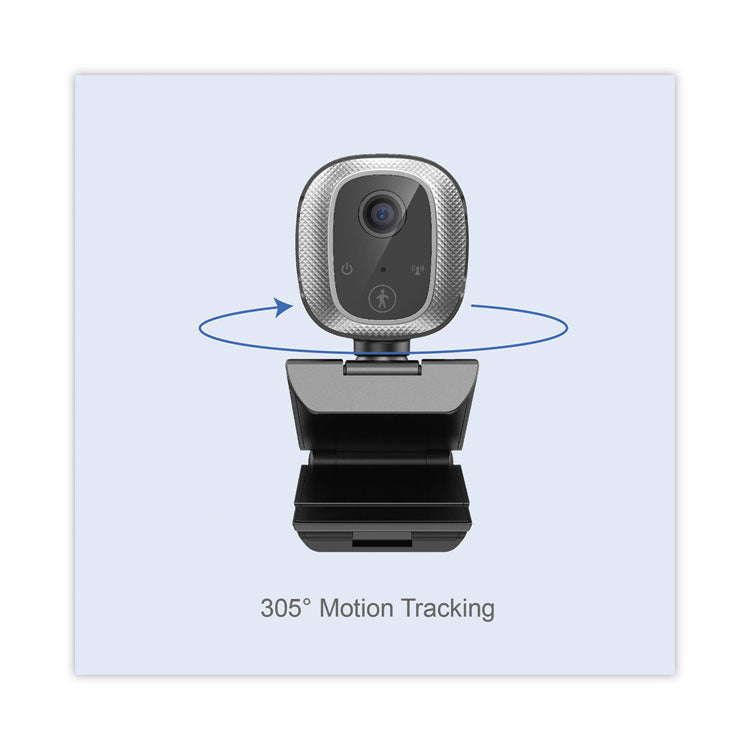Adesso CyberTrack M1 HD Fixed Focus USB Webcam with AI Motion/Facial Tracking, 1920 Pixels x 1080 Pixels, 2.1 Mpixels, Black/Silver (ADECYBERTRACKM1) Each