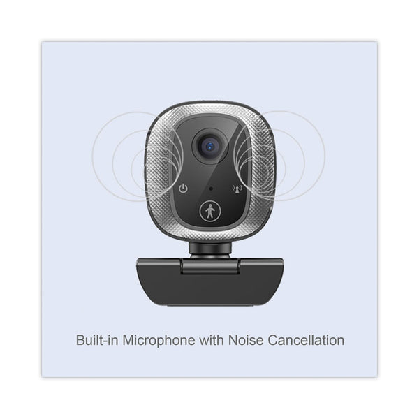 Adesso CyberTrack M1 HD Fixed Focus USB Webcam with AI Motion/Facial Tracking, 1920 Pixels x 1080 Pixels, 2.1 Mpixels, Black/Silver (ADECYBERTRACKM1) Each