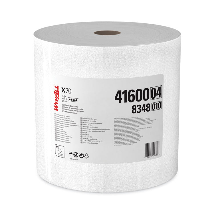 WypAll® X70 Cloths, Jumbo Roll, Perf., 12.4 x 12.2, White, 870 Towels/Roll (KCC41600) Box of 870