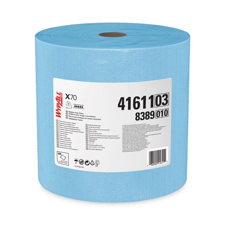 WypAll® X70 Cloths, Jumbo Roll, 12.4 x 12.2, Blue, 870/Roll (KCC41611) 1 Roll