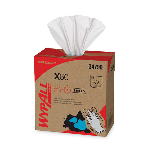 WypAll® General Clean X60 Cloths, POP-UP Box, 8.34 x 16.8, White, 118/Box, 10 Boxes/Carton (KCC34790CT)