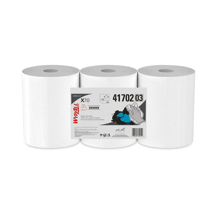 WypAll® X70 Cloths, Center-Pull, 9.8 x 12.2, White, 275/Roll, 3 Rolls/Carton (KCC41702)