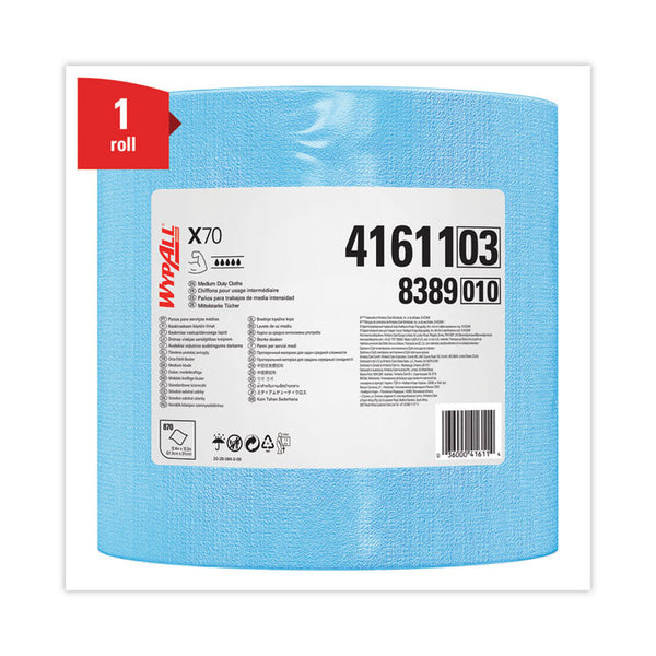 WypAll® X70 Cloths, Jumbo Roll, 12.4 x 12.2, Blue, 870/Roll (KCC41611)