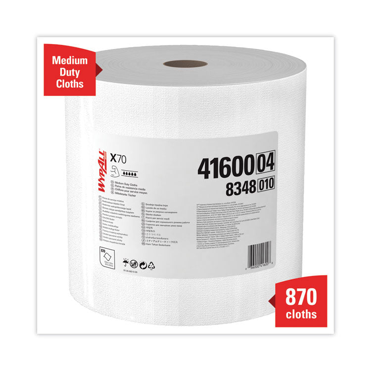 WypAll® X70 Cloths, Jumbo Roll, Perf., 12.4 x 12.2, White, 870 Towels/Roll (KCC41600) Box of 870