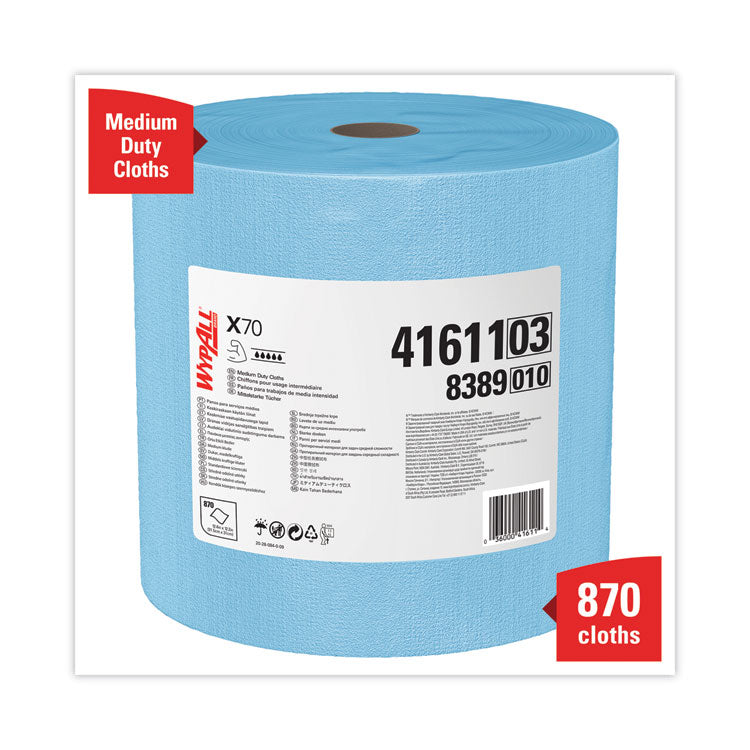 WypAll® X70 Cloths, Jumbo Roll, 12.4 x 12.2, Blue, 870/Roll (KCC41611) 1 Roll