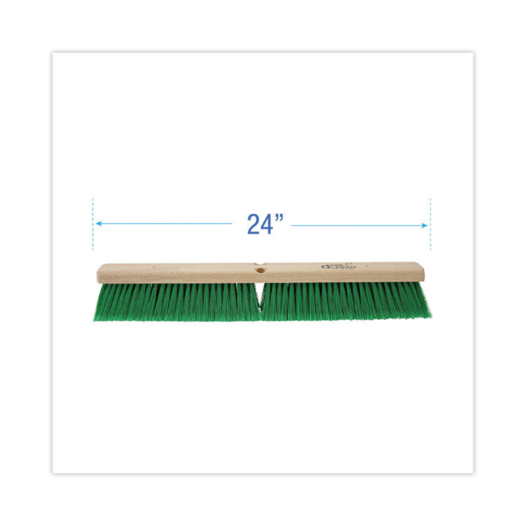 Boardwalk® Floor Broom Head, 3" Green Flagged Recycled PET Plastic Bristles, 24" Brush (BWK20724)