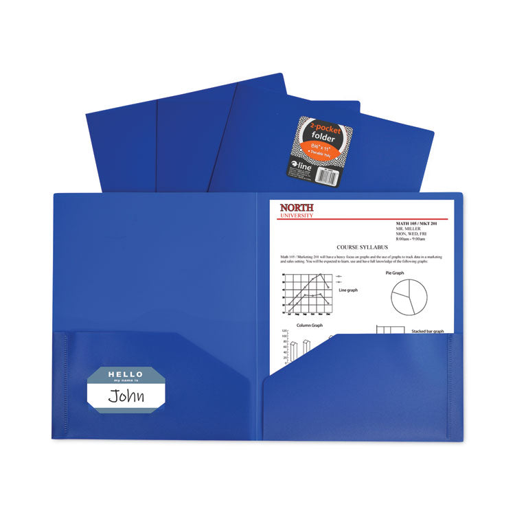 C-Line® Two-Pocket Heavyweight Poly Portfolio Folder, 11 x 8.5, Blue, 25/Box (CLI33955BX)