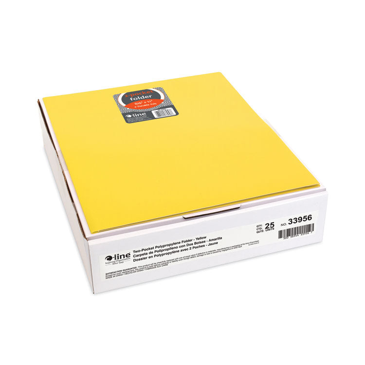 C-Line® Two-Pocket Heavyweight Poly Portfolio Folder, 11 x 8.5, Yellow, 25/Box (CLI33956BX)