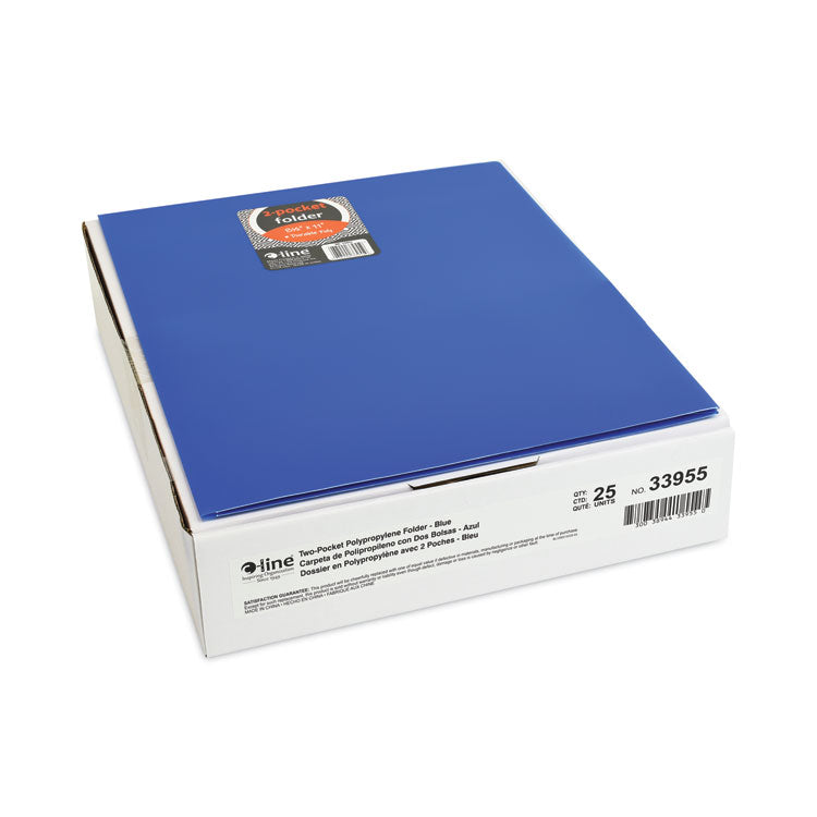 C-Line® Two-Pocket Heavyweight Poly Portfolio Folder, 11 x 8.5, Blue, 25/Box (CLI33955BX)