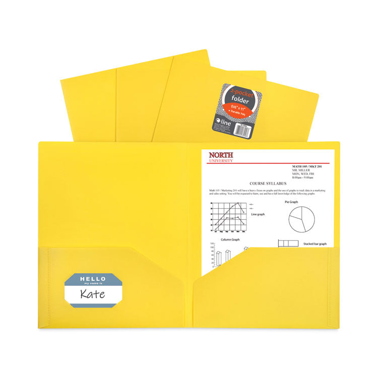 C-Line® Two-Pocket Heavyweight Poly Portfolio Folder, 11 x 8.5, Yellow, 25/Box (CLI33956BX)