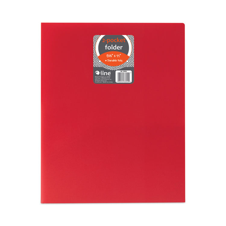 C-Line® Two-Pocket Heavyweight Poly Portfolio Folder, 11 x 8.5, Red, 25/Box (CLI33954BX)