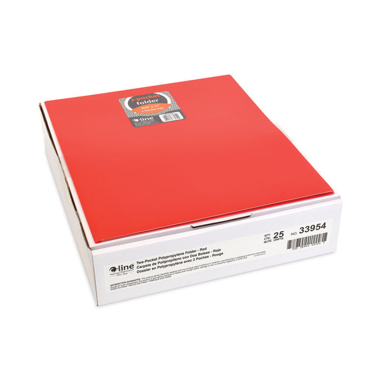 C-Line® Two-Pocket Heavyweight Poly Portfolio Folder, 11 x 8.5, Red, 25/Box (CLI33954BX)