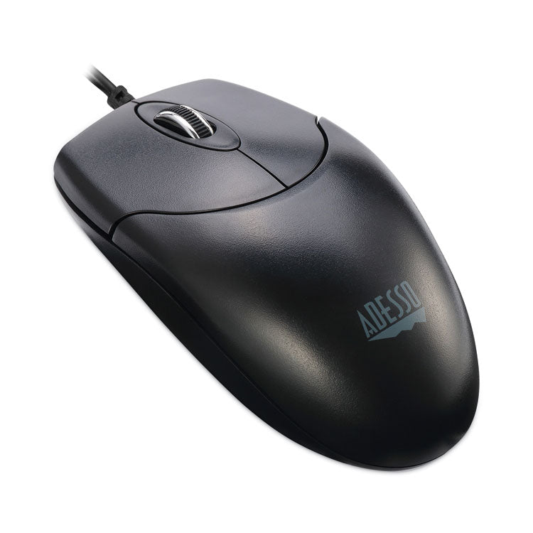 Adesso Three-Button Desktop Optical Scroll USB Mouse, USB 2.0, Left/Right Hand Use, Black (ADEHC3003US) Each
