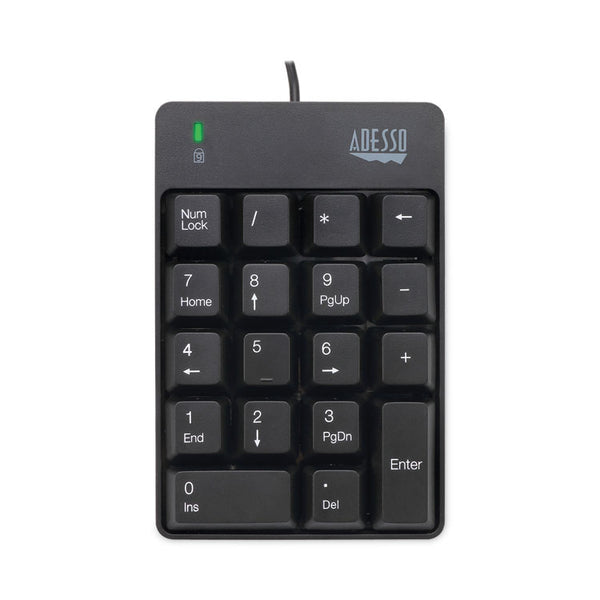 Adesso Spill-Resistant 18-Key Numeric Keypad, Black (ADEAKB601UB) Each