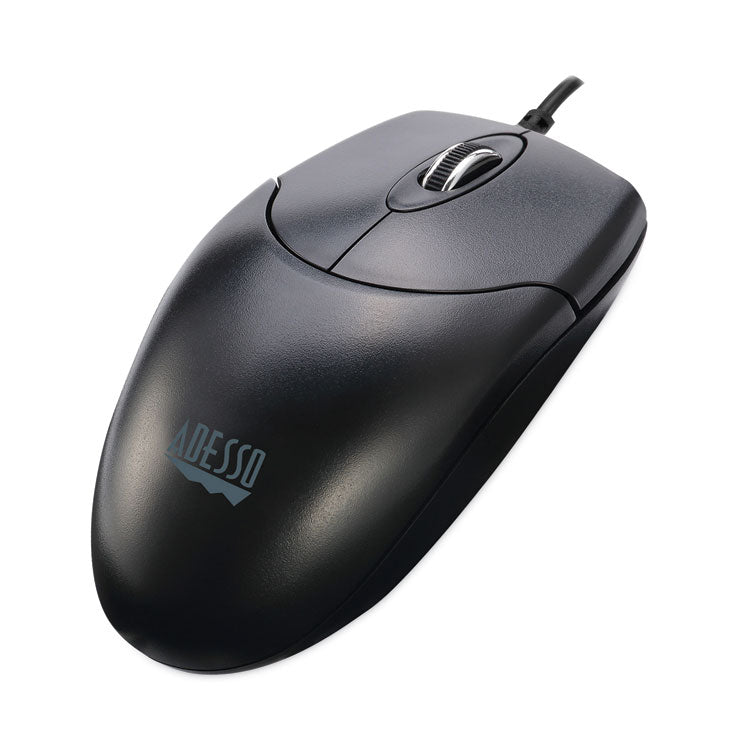 Adesso Three-Button Desktop Optical Scroll USB Mouse, USB 2.0, Left/Right Hand Use, Black (ADEHC3003US) Each