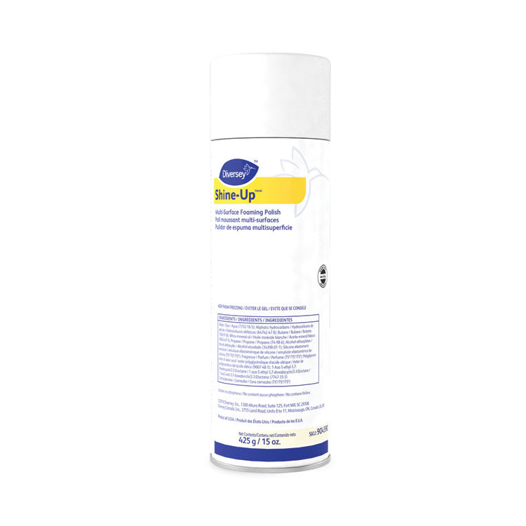 Diversey™ Shine-UpTM/MC Multi-Surface Foaming Polish, Lemon Scent, 15 oz Aerosol Spray, 12/Carton (DVO904390) Case of 12