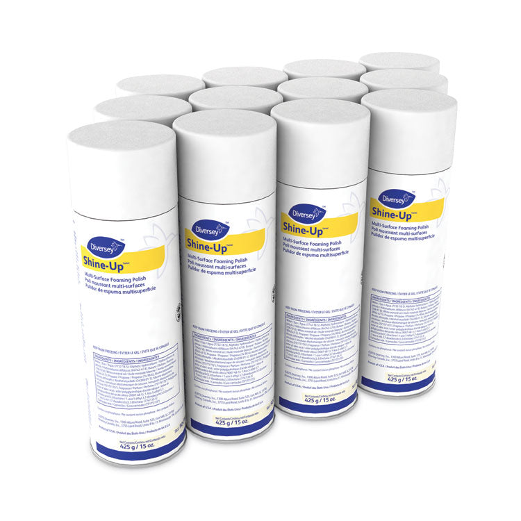 Diversey™ Shine-UpTM/MC Multi-Surface Foaming Polish, Lemon Scent, 15 oz Aerosol Spray, 12/Carton (DVO904390) Case of 12