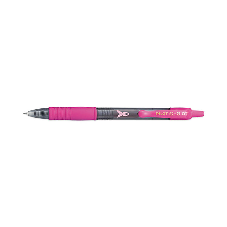 Pilot® G2 Premium Breast Cancer Awareness Gel Pen, Retractable, Fine 0.7 mm, Black Ink, Smoke/Pink Barrel, Dozen (PIL31332) 1 Dozen