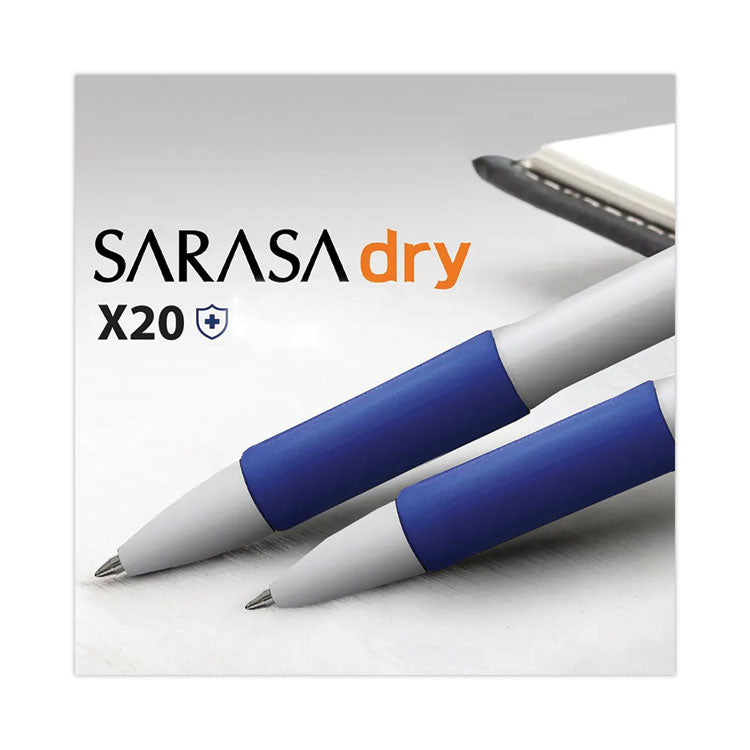 Zebra® Sarasa Dry X20+ Gel Pen, Retractable, Fine 0.7 mm, Blue Ink, White/Blue Barrel, Dozen (ZEB41620) Pack of 12