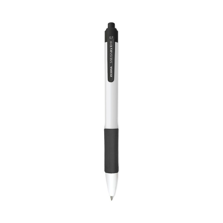 Zebra® Sarasa Dry X20+ Gel Pen, Retractable, Fine 0.7 mm, Black Ink, White/Black Barrel, Dozen (ZEB41610) Pack of 12