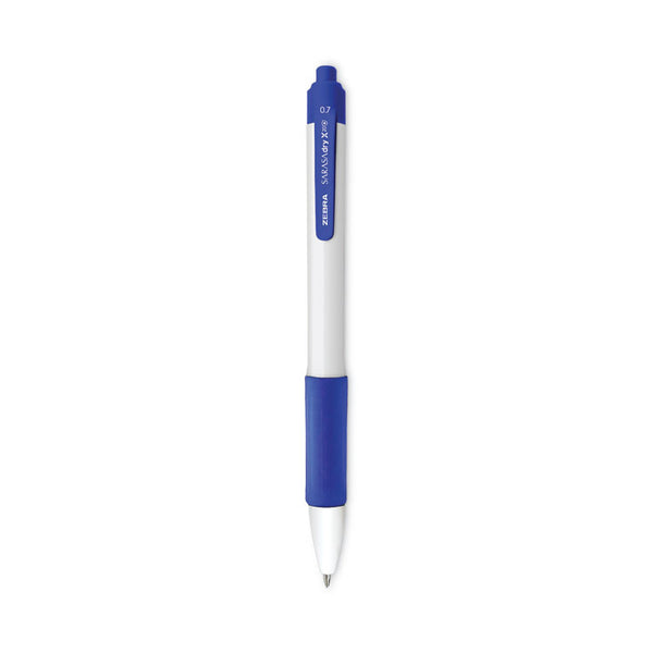 Zebra® Sarasa Dry X20+ Gel Pen, Retractable, Fine 0.7 mm, Blue Ink, White/Blue Barrel, Dozen (ZEB41620) Pack of 12