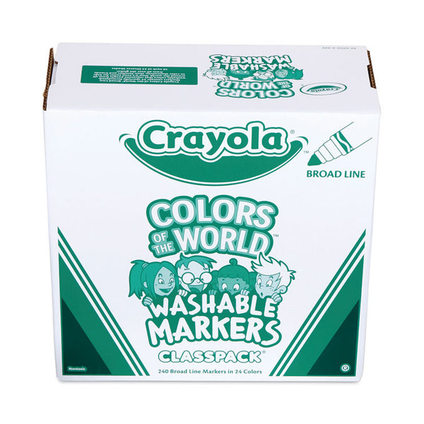 Crayola® Colors of the World Washable Markers Classpack, Broad Bullet Tip, Assorted Colors, 240/Pack (CYO588228) Box of 240