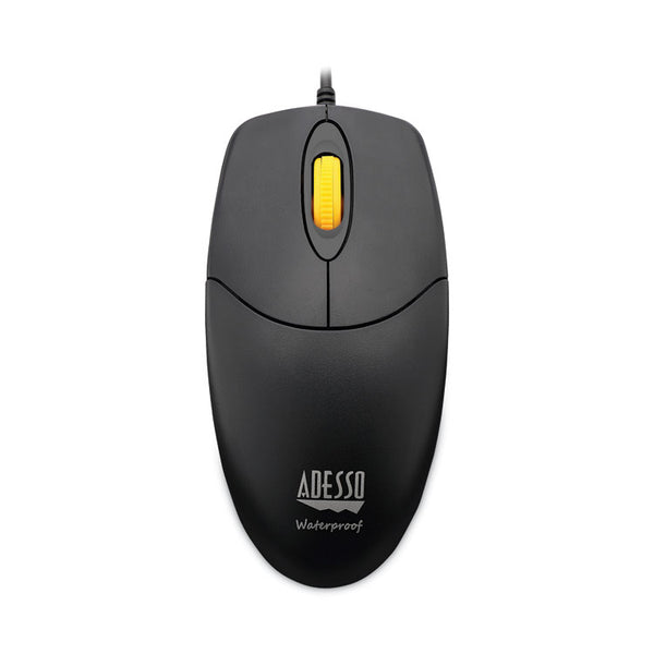 Adesso iMouse W3 Waterproof Antimicrobial Mouse with Magnetic Scroll Wheel, USB 2.0, Left/Right Hand Use, Black (ADEIMOUSEW3) Each