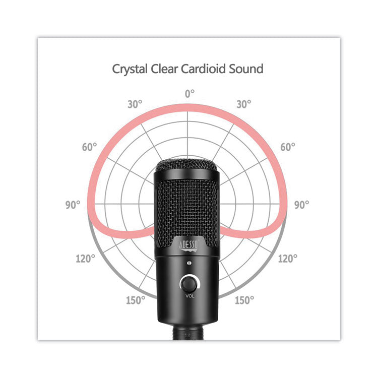 Adesso Xtream M4 Cardioid Condenser Recording Microphone, Black (ADEXTREAMM4) Each