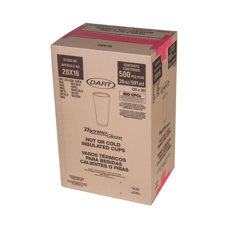 Dart® Cafe G Foam Hot/Cold Cups, 20 oz, Brown/Red/White, 500/Carton (DCC20X16G) Case of 500