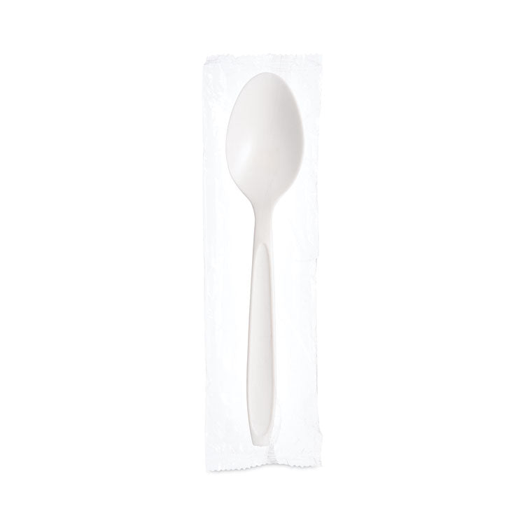 SOLO® Reliance Mediumweight Cutlery, Teaspoon, Individually Wrapped, White, 1,000/Carton (SCCRSW3)
