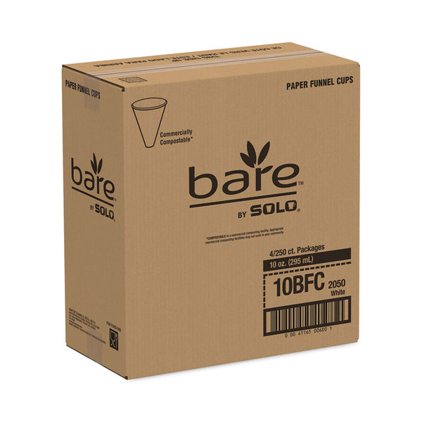 SOLO® Bare Eco-Forward Treated Paper Funnel Cups, 10 oz, White, 250/Bag, 4 Bags/Carton (SCC10BFC) Case of 1000