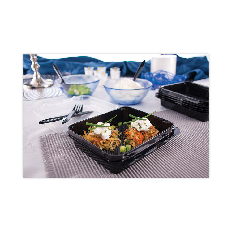 SOLO® Creative Carryouts Hinged Plastic Hot Deli Boxes, Medium Snack Box, 18 oz, 6.22 x 5.9 x 2.1, Black/Clear, 200/Carton (SCC851611PS94) Case of 200