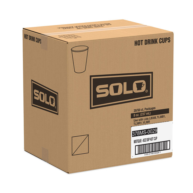 SOLO® Mistique Polycoated Hot Paper Cups, 8 oz, Printed, Brown, 50/ Sleeve, 20 Sleeves/Carton (SCC378MS) Case of 1000