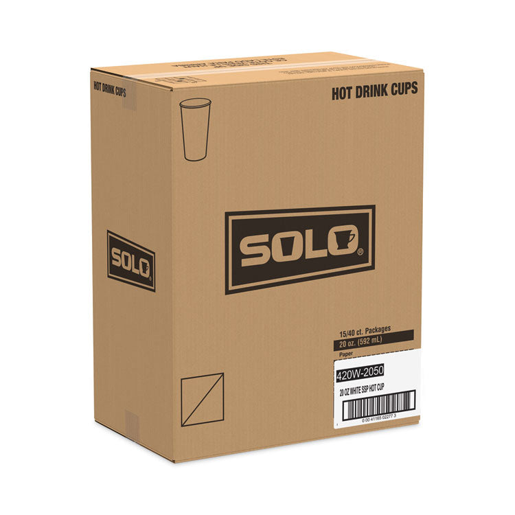 SOLO® Single-Sided Poly Paper Hot Cups, 20 oz, White, 600/Carton (SCC420W)