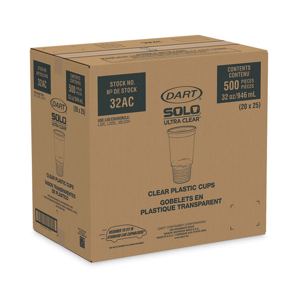 Dart® Ultra Clear Pedestal PET Cups, 32 oz, Clear, 25/Bag, 20 Bags/Carton (DCC32AC)