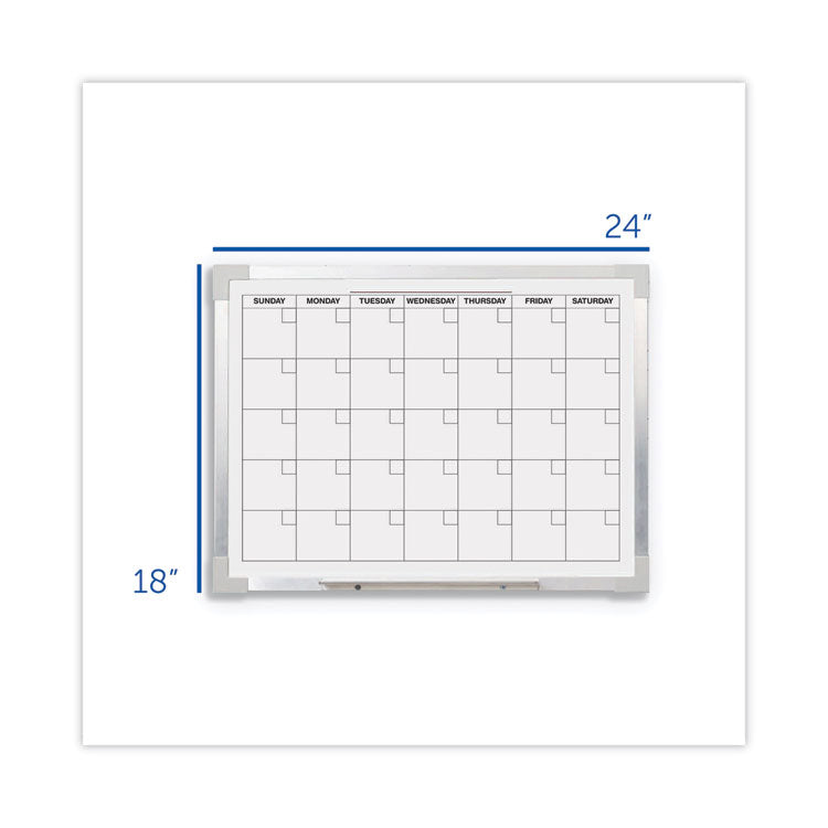 Flipside Framed Calendar Dry Erase Board, 24 x 18, White Surface, Silver Aluminum Frame (FLP17302)