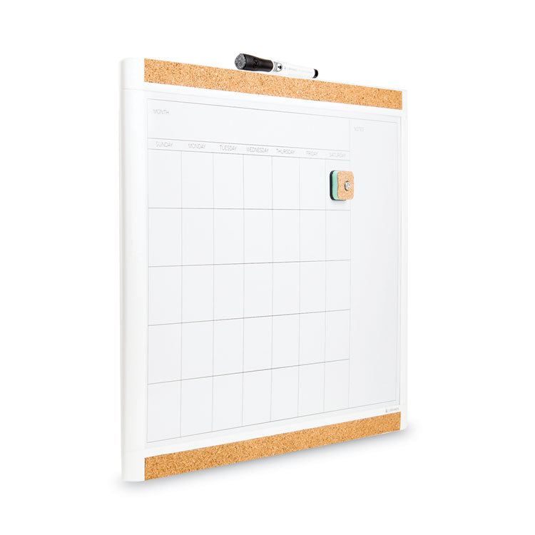 U Brands PINIT Magnetic Dry Erase Calendar with Plastic Frame, One-Month, 20 x 16, White Surface, White Plastic Frame (UBR437U0001) Each