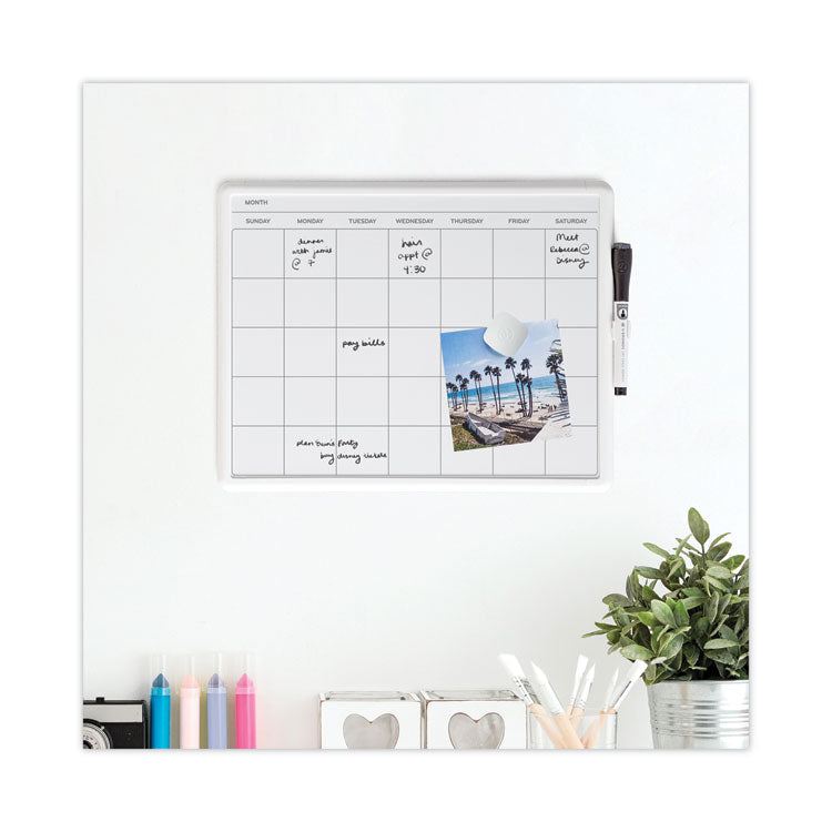 U Brands Magnetic Dry Erase Monthly Calendar, 14 x 11.66, White Surface, White Plastic Frame (UBR260U0004) Each