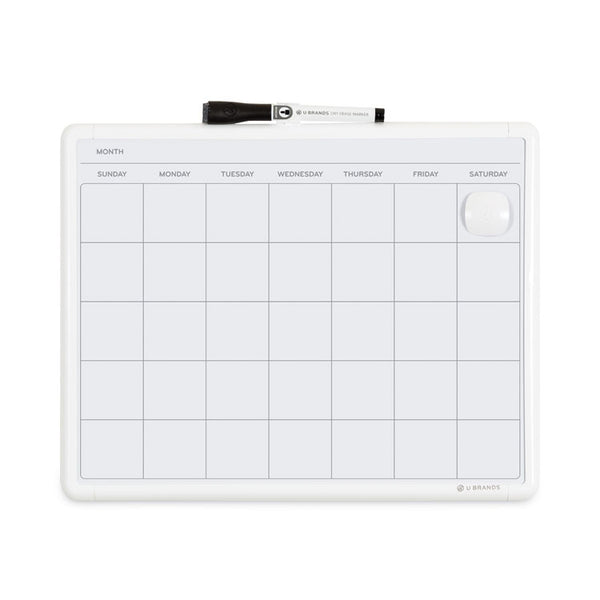 U Brands Magnetic Dry Erase Monthly Calendar, 14 x 11.66, White Surface, White Plastic Frame (UBR260U0004) Each